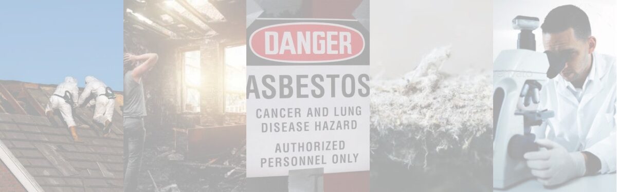 asbestos contamination collage concept to describe procedure 5 plan
